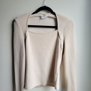 Anthropologie Cream Long Sleeve Top